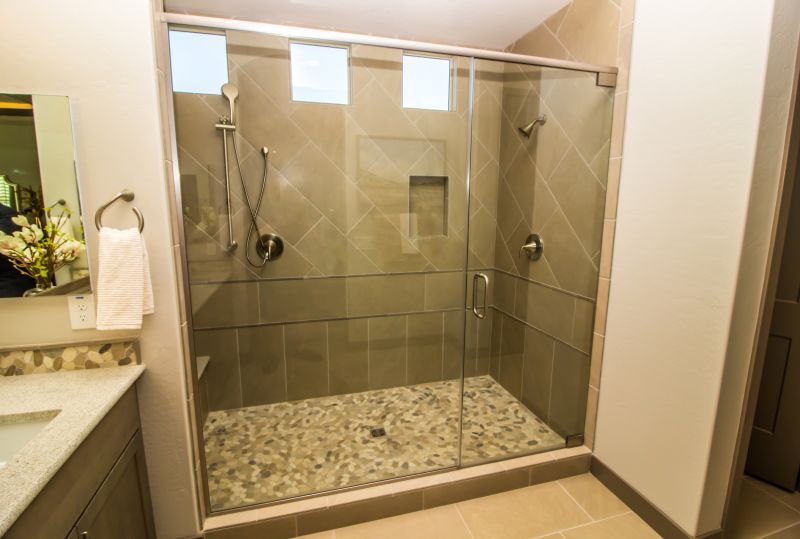 Shower with Decorative Tile Accents